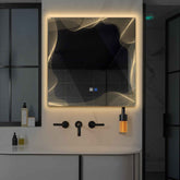 LED Spiegel Quadratisch | Touch-Schalter | Anti-Beschlag-Funktion | Warmweißes Licht - Reyze Seria Simetria Model 3